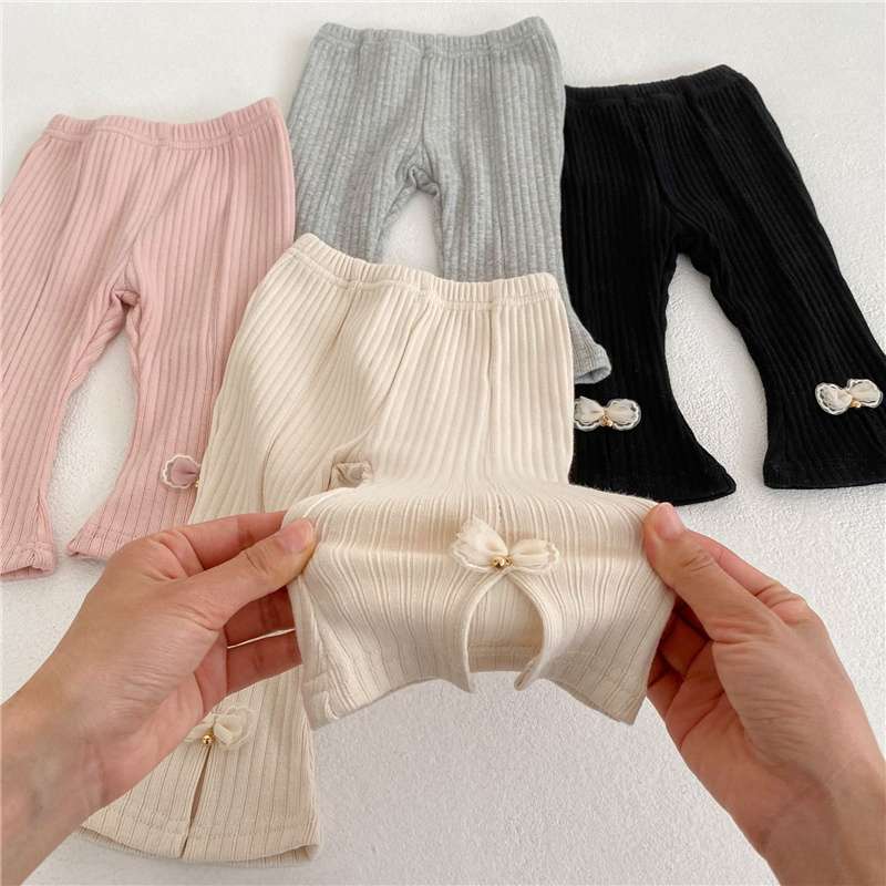 ベビー服  リボン付きフレアパンツ