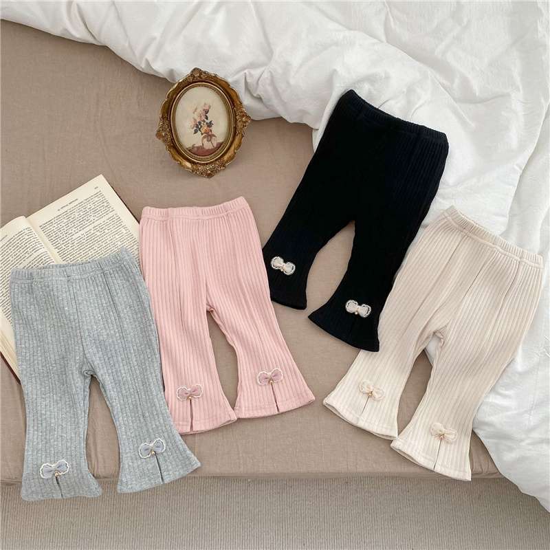 ベビー服  リボン付きフレアパンツ
