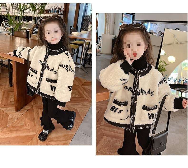 ベビー服  もこもこボアプリントカーディガン