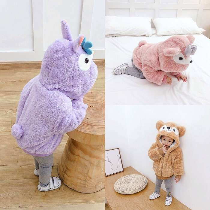 ベビー服  もこもこアニマルパーカー