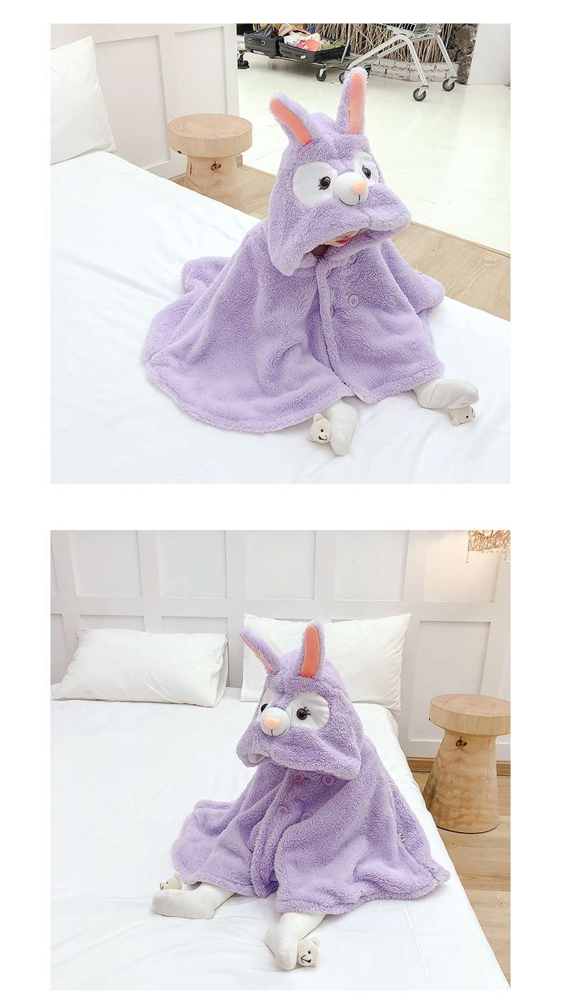 ベビー服  動物キャラクター もこもこフード付きポンチョ