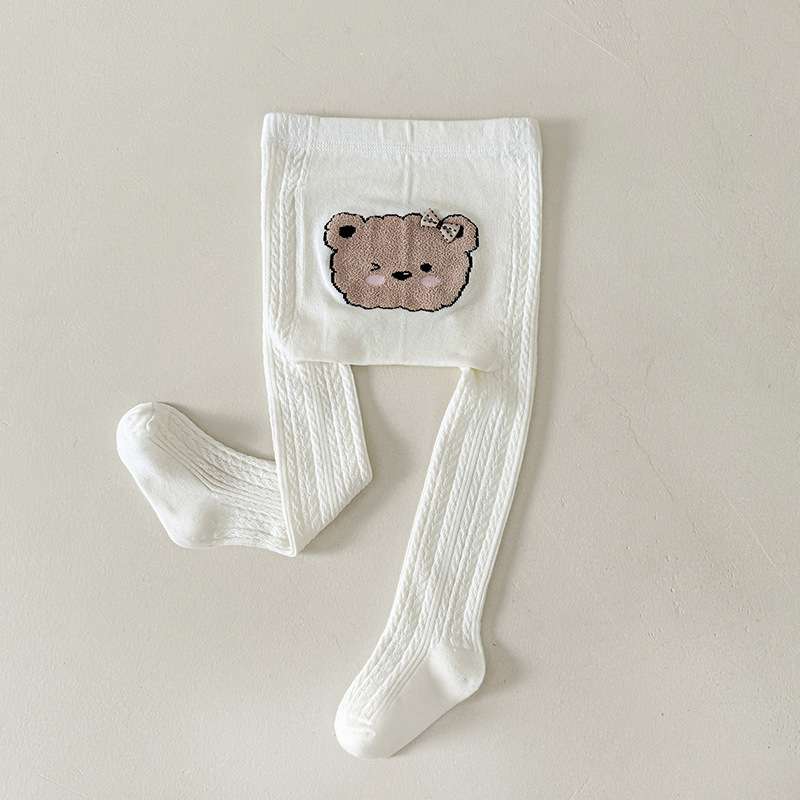ベビー服  くまさん刺繍入りベビータイツ