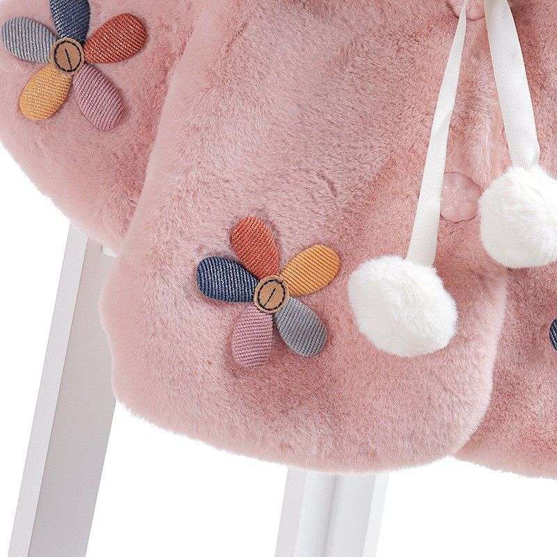 ベビー服  うさぎ耳付きもこもこベビーポンチョ