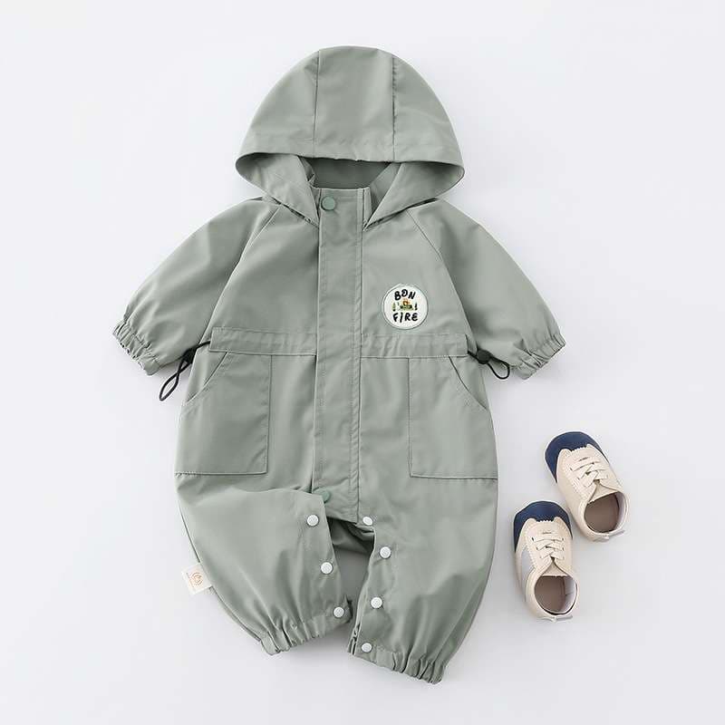 ベビー服  フード付きベビーロンパースアウター