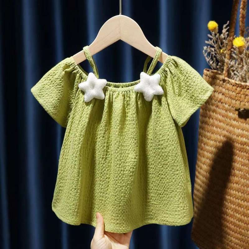ベビー服  星飾り付きベビーガールズ半袖トップス