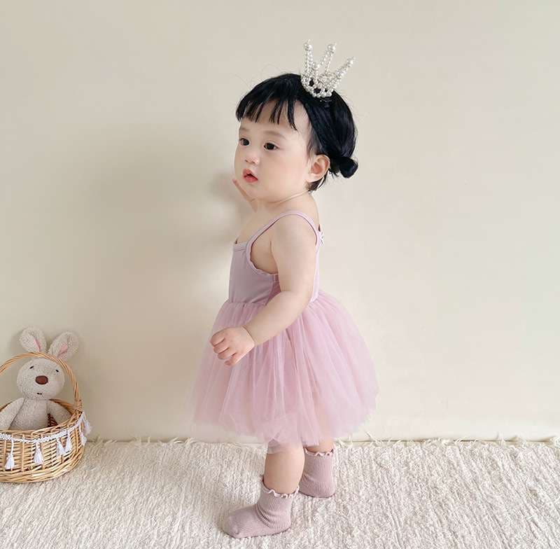 ベビー服  ふわふわチュールのプリンセスドレス