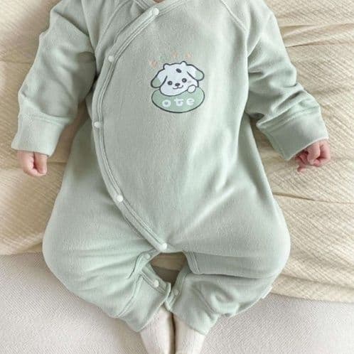 ベビー服 動物刺繍入り長袖ロンパース抗菌保温