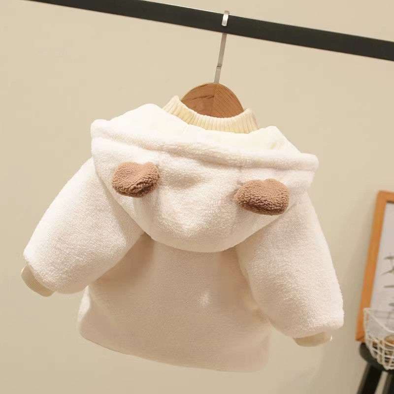 ベビー服  ふわもこくまさん耳付きベビーアウター