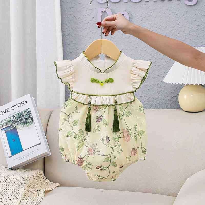 ベビー服  花柄フリルベビーロンパース