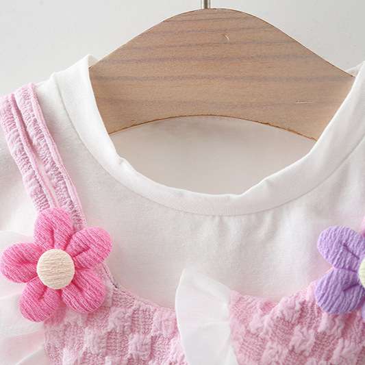 ベビー服  フラワー付きチュールワンピース