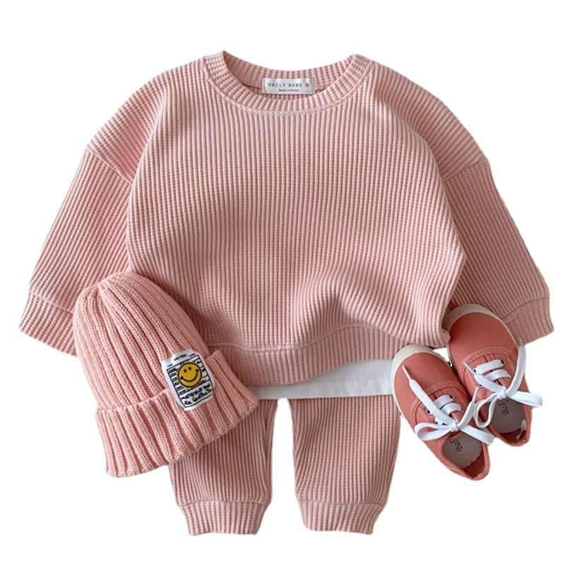 ベビー服 リブ編みセットアップ