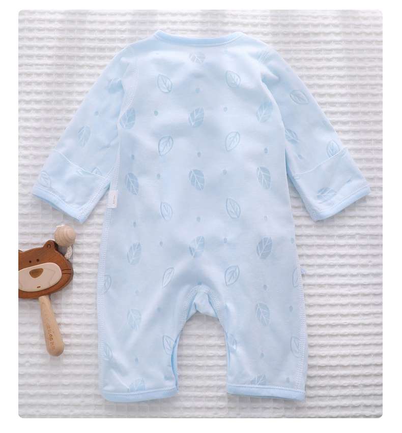 ベビー服  新生児用やわらか葉柄プリント肌着