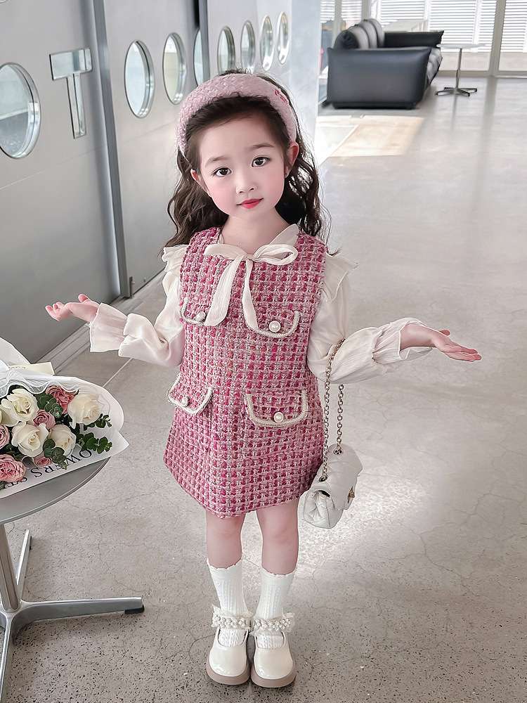 ベビー服  ツイード風ジャンパースカートセット