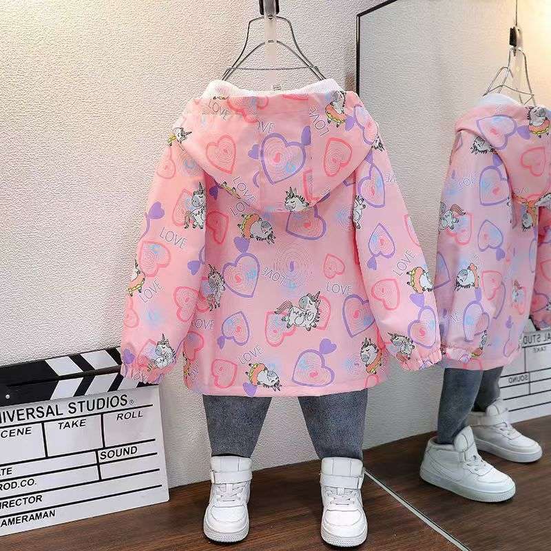 ベビー服  ユニコーン柄ハートジップパーカー