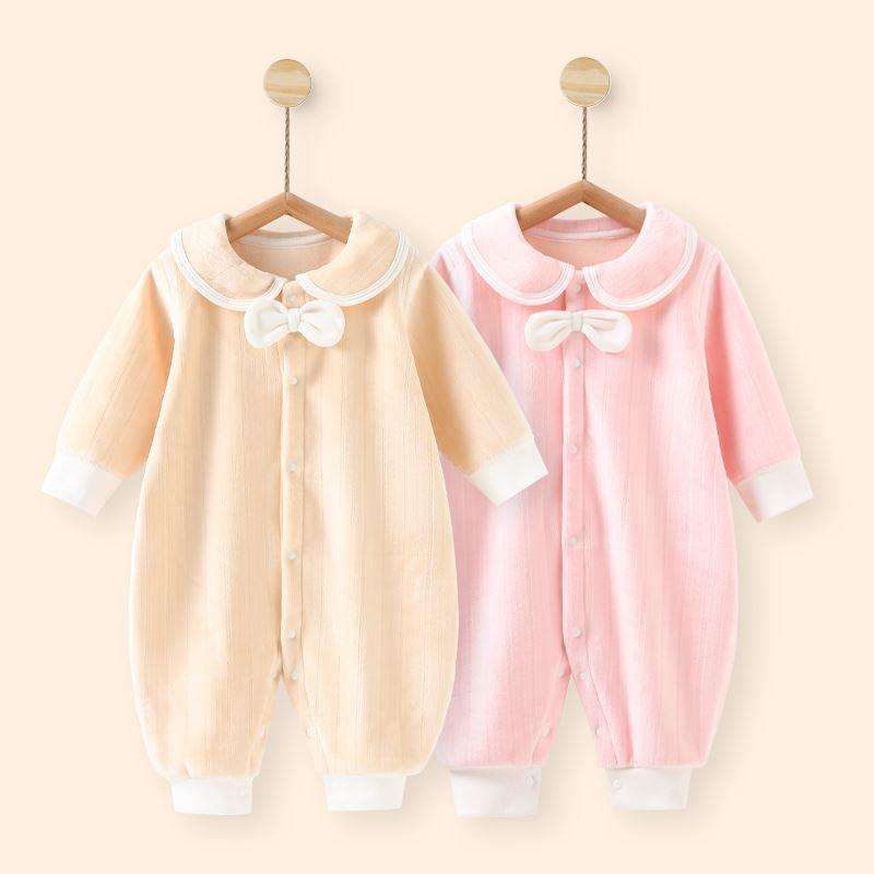 ベビー服  ふんわりリボン付きベビーロンパース