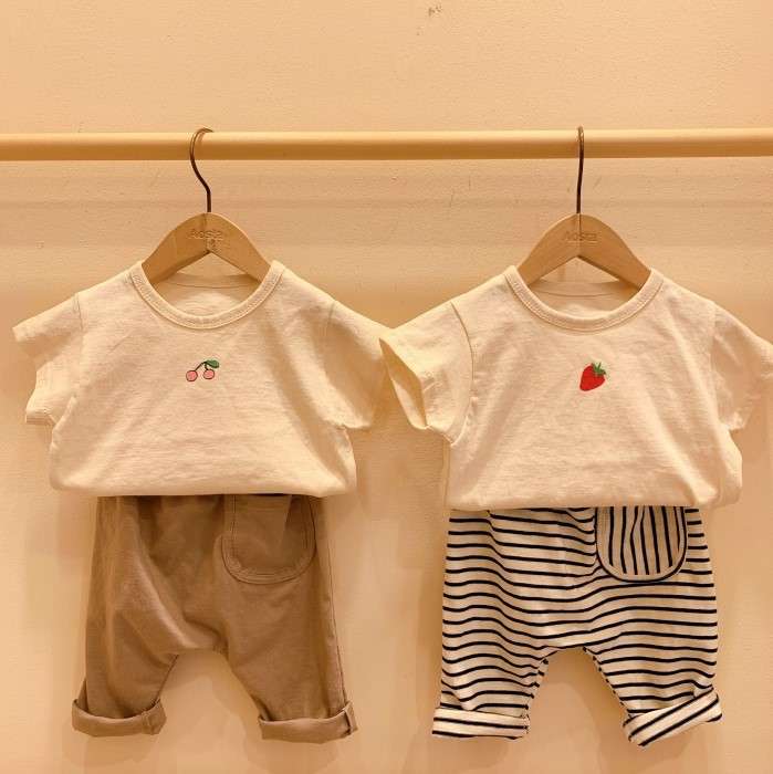 ベビー服  ストライプ柄ゆったりベビーパンツ