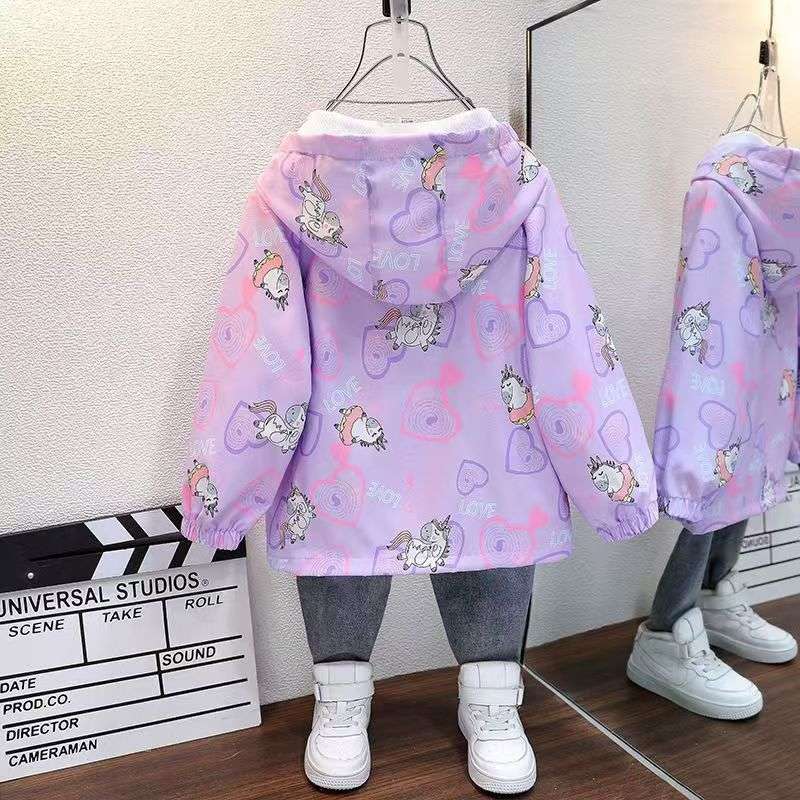 ベビー服  ユニコーン柄ハートジップパーカー
