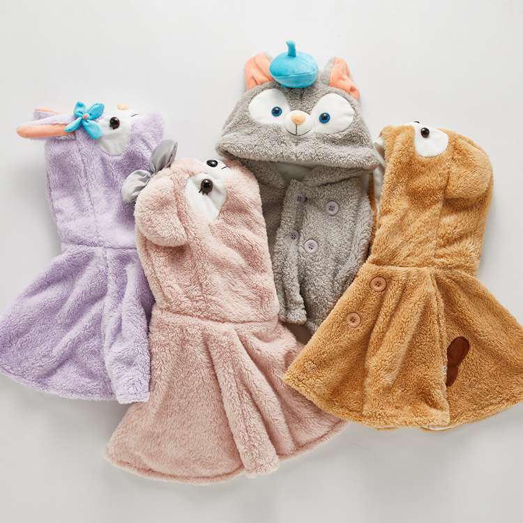 ベビー服  動物キャラクター もこもこフード付きポンチョ