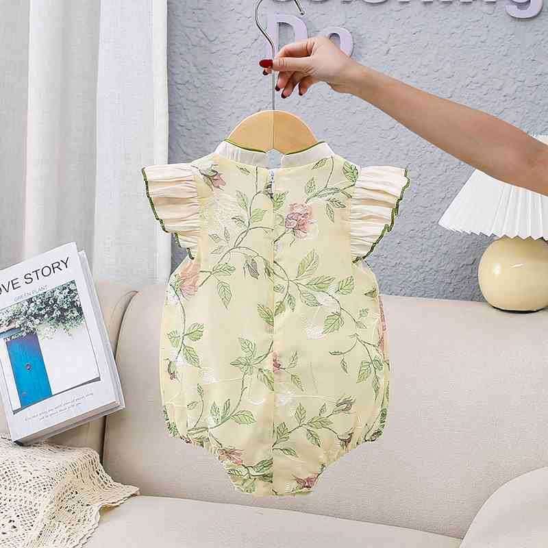 ベビー服  花柄フリルベビーロンパース