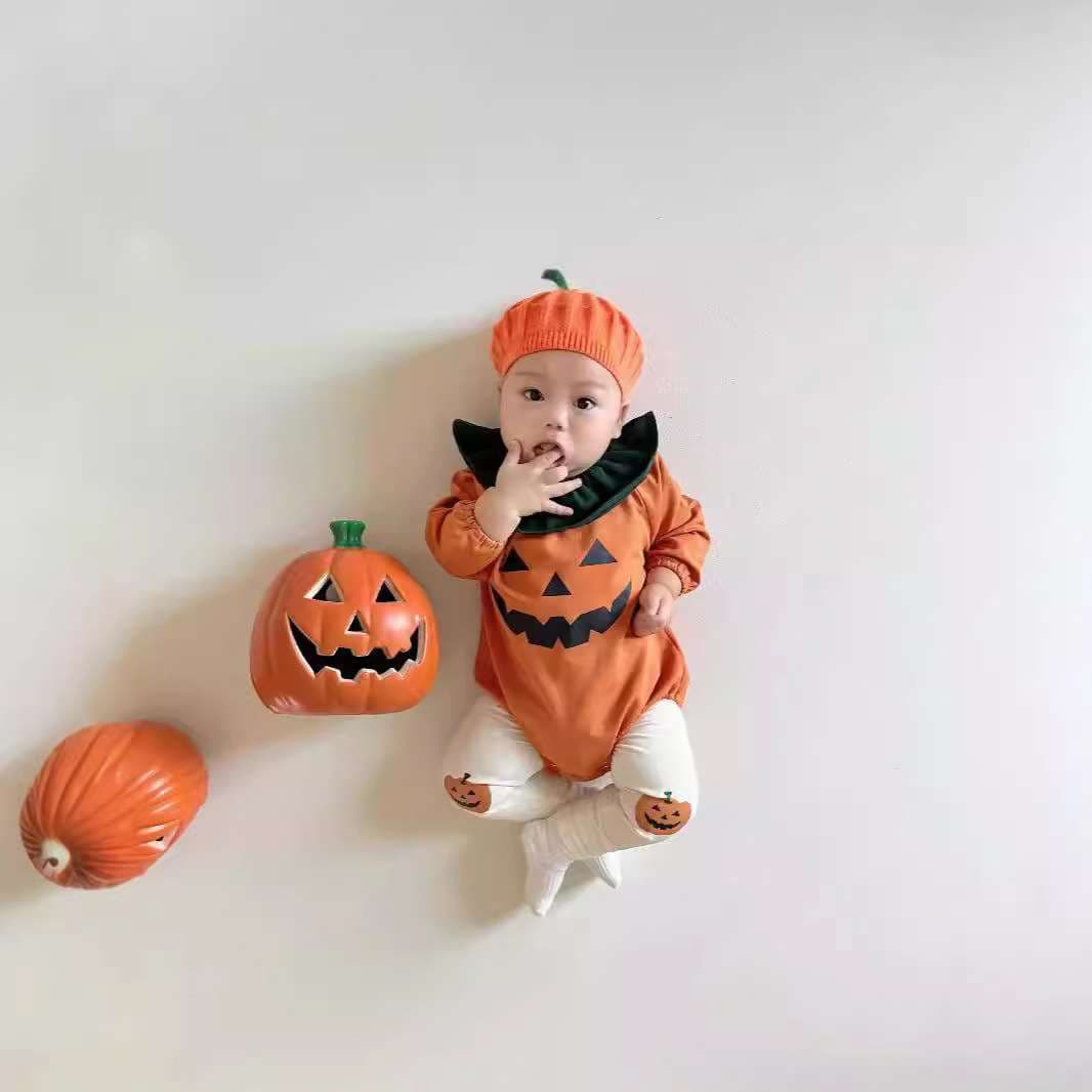 ベビー服 ハロウィンかぼちゃロンパース