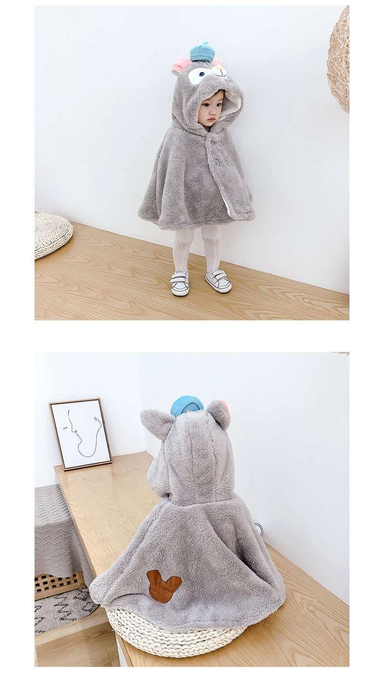 ベビー服  動物キャラクター もこもこフード付きポンチョ