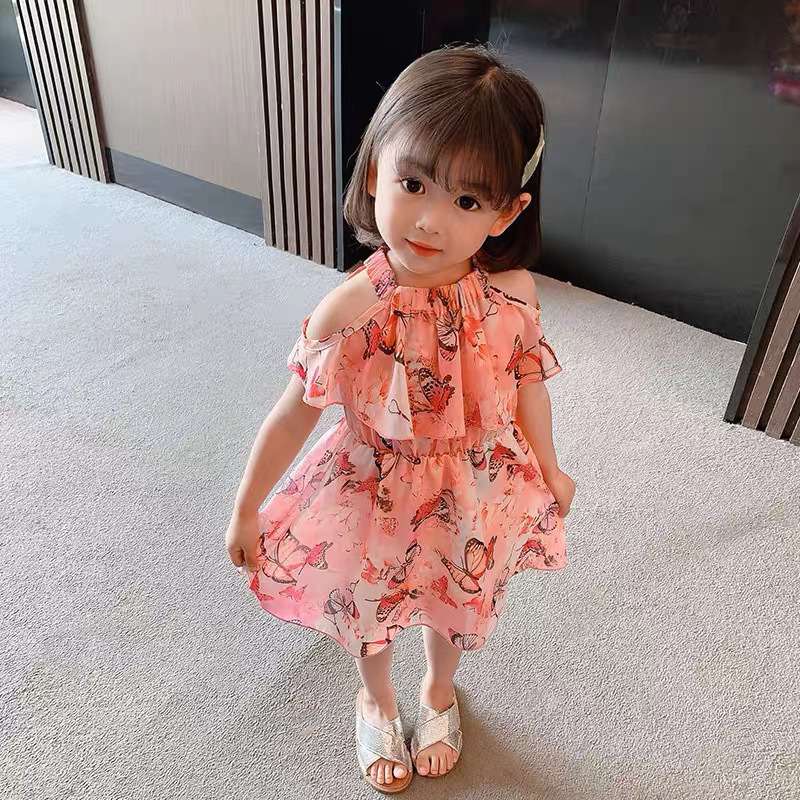 ベビー服  花柄オフショルダーワンピース