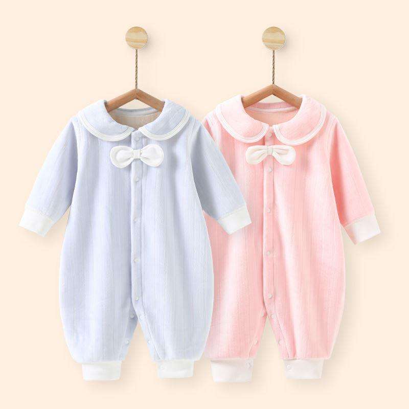 ベビー服  ふんわりリボン付きベビーロンパース