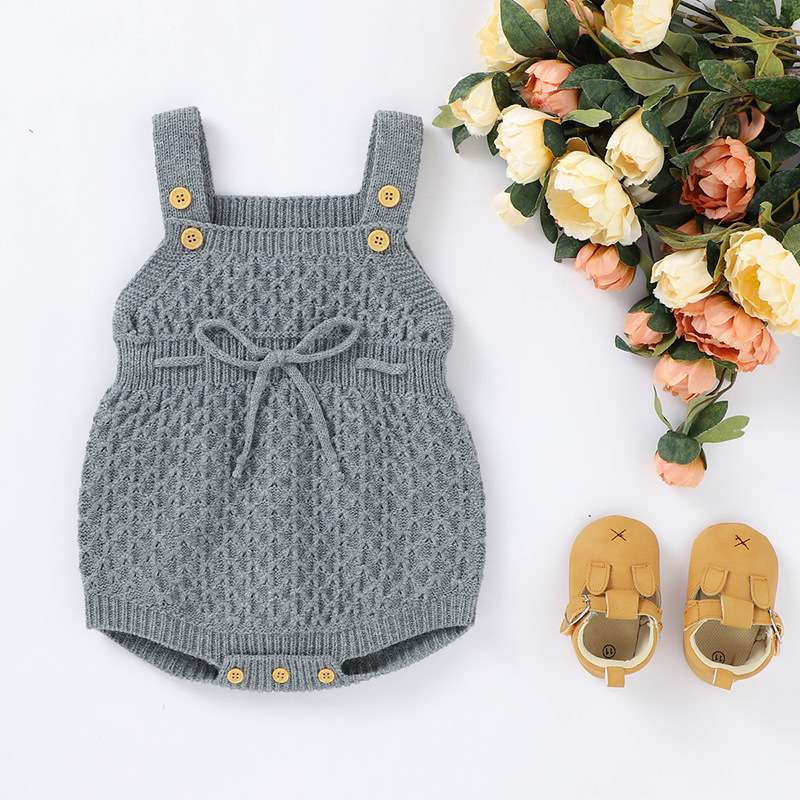 ベビー服  ニット編みベビーロンパース