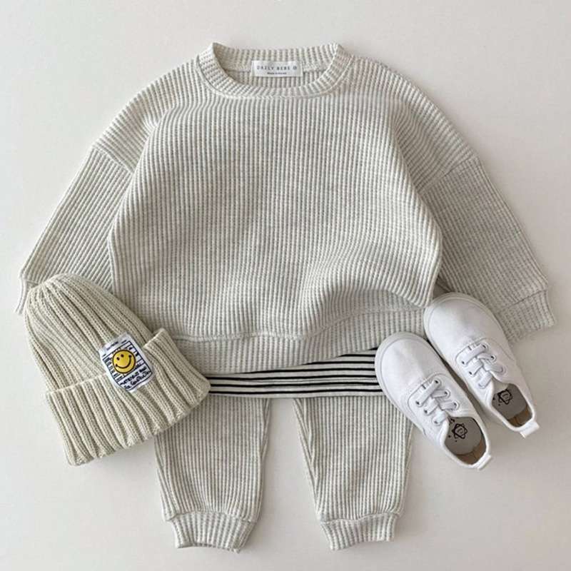 ベビー服 リブ編みセットアップ