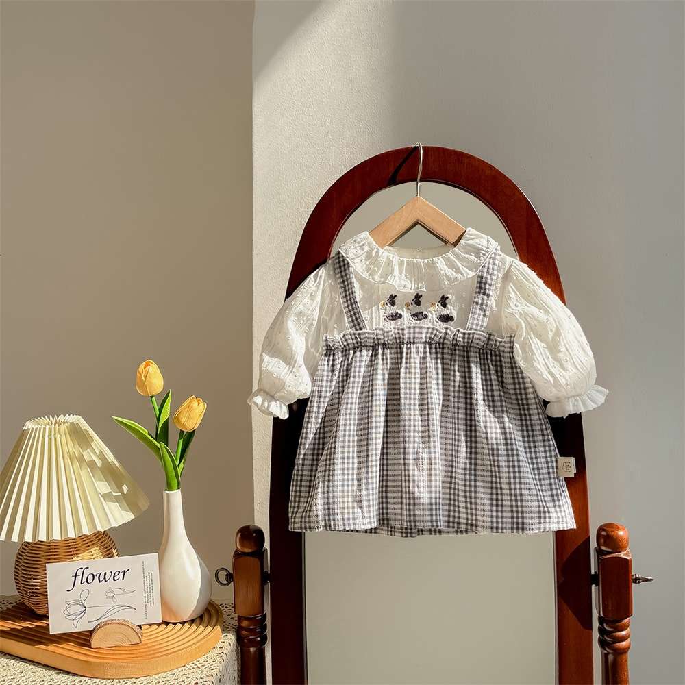 ベビー服  ふんわりギンガムチェックワンピース