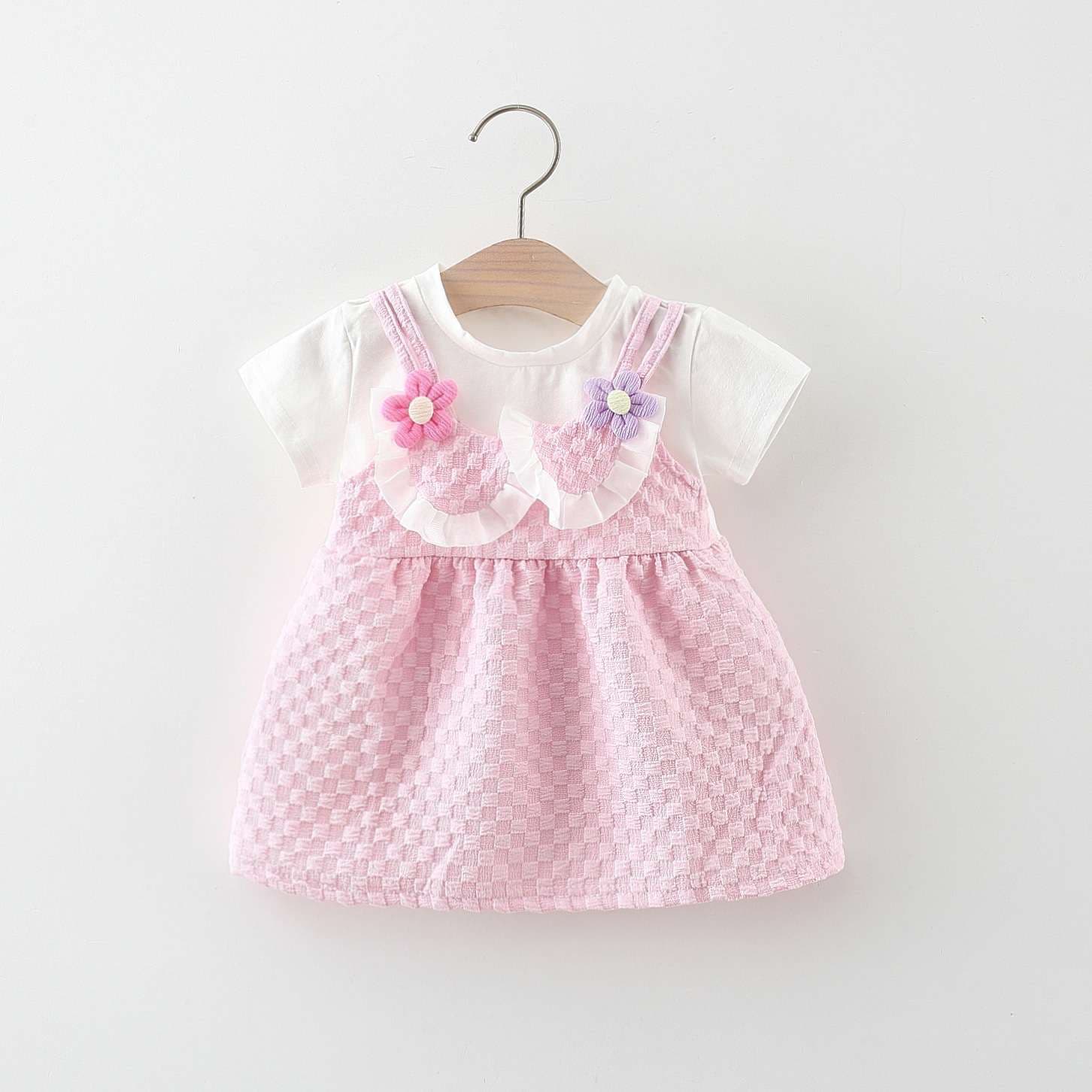 ベビー服  フラワー付きチュールワンピース