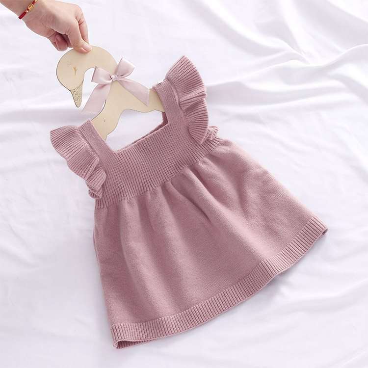 ベビー服  フリル襟付きニットワンピース