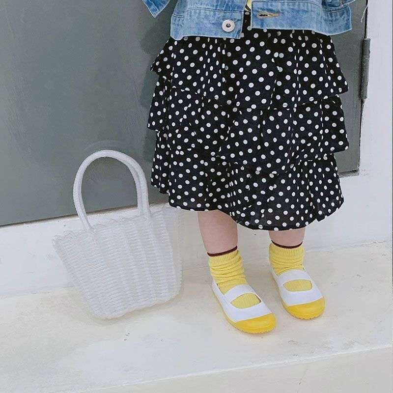 ベビー服  ふんわりドット柄ティアードスカート