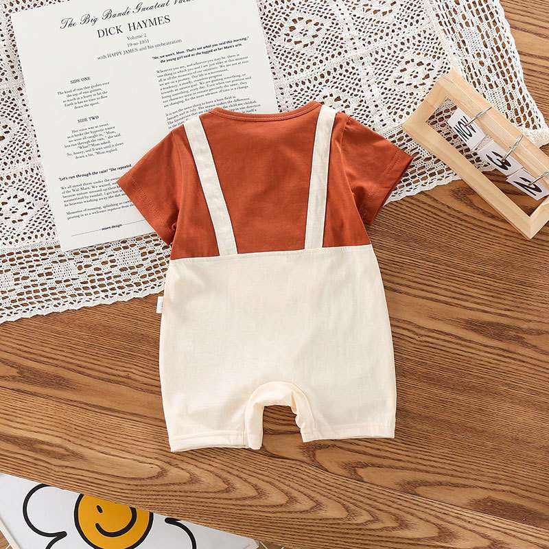 ベビー服  ハッピーベア刺繍入りベビーロンパース
