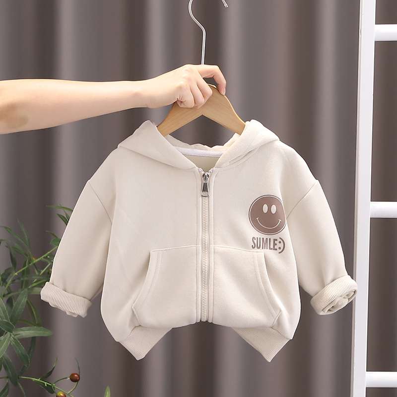 ベビー服  スマイル柄ジップアップパーカー