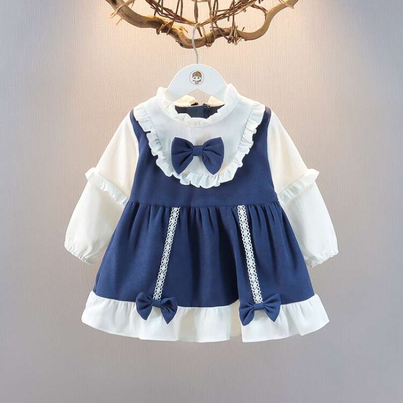 ベビー服  フリル付きリボン飾りベビードレス
