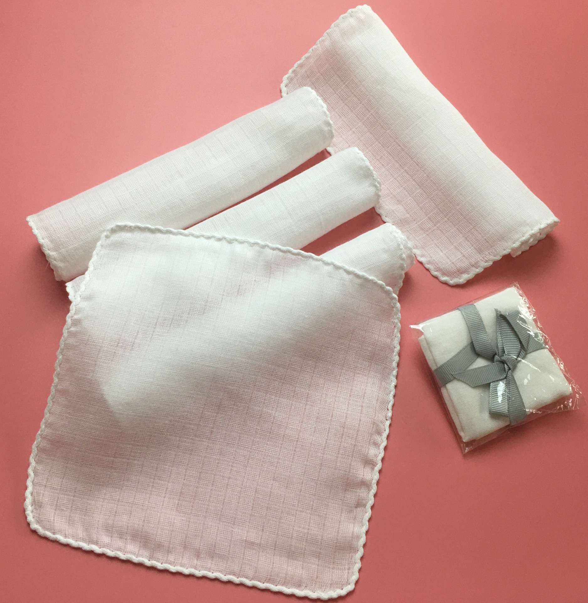 ベビー服 やわらか無撚糸 新生児ガーゼハンカチ セット