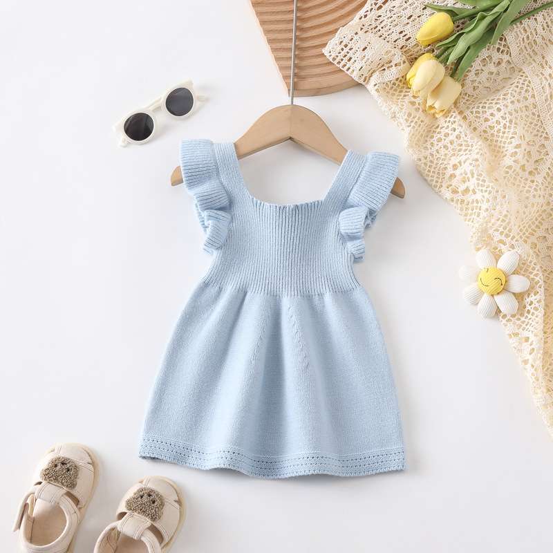ベビー服  フリル袖のニットワンピース