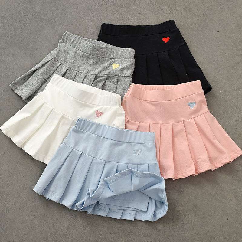 ベビー服  ハートモチーフ付きプリーツミニスカート