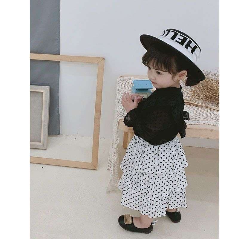 ベビー服  ふんわりドット柄ティアードスカート