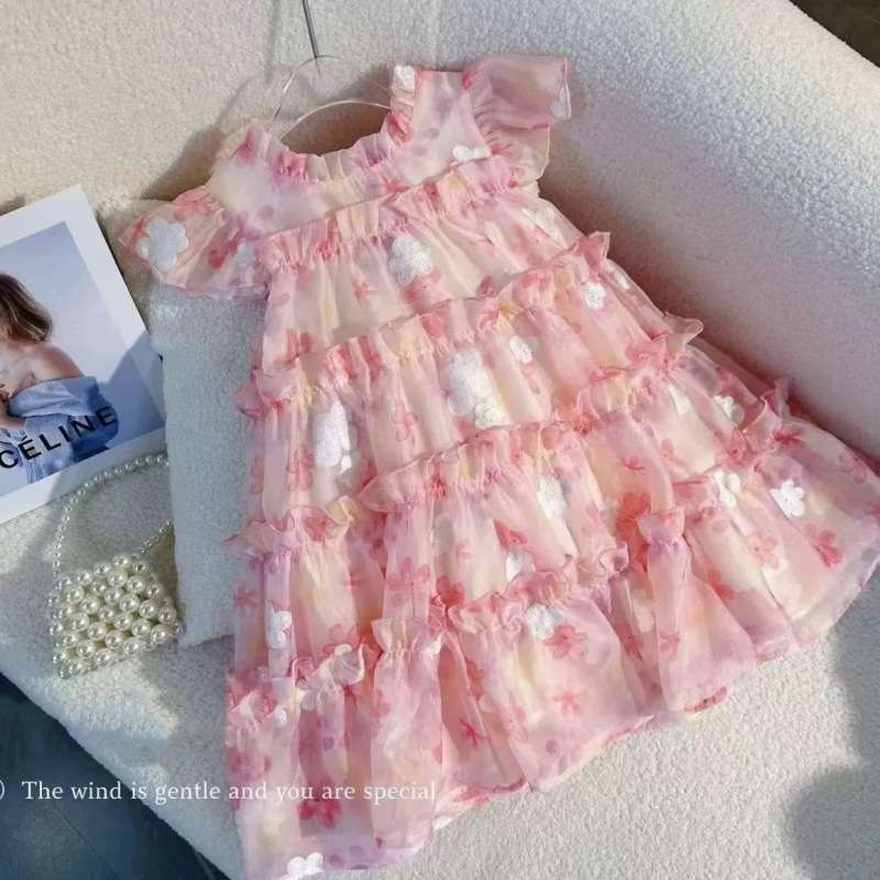 ベビー服  ふんわりティアードベビードレス