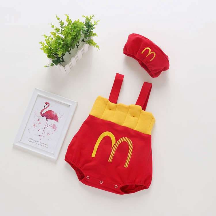 ベビー服  マクドナルド風ベビーロンパース