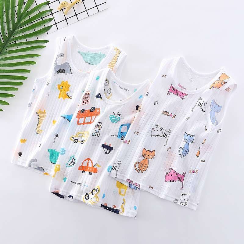 ベビー服  かわいい動物とのりものプリント肌着