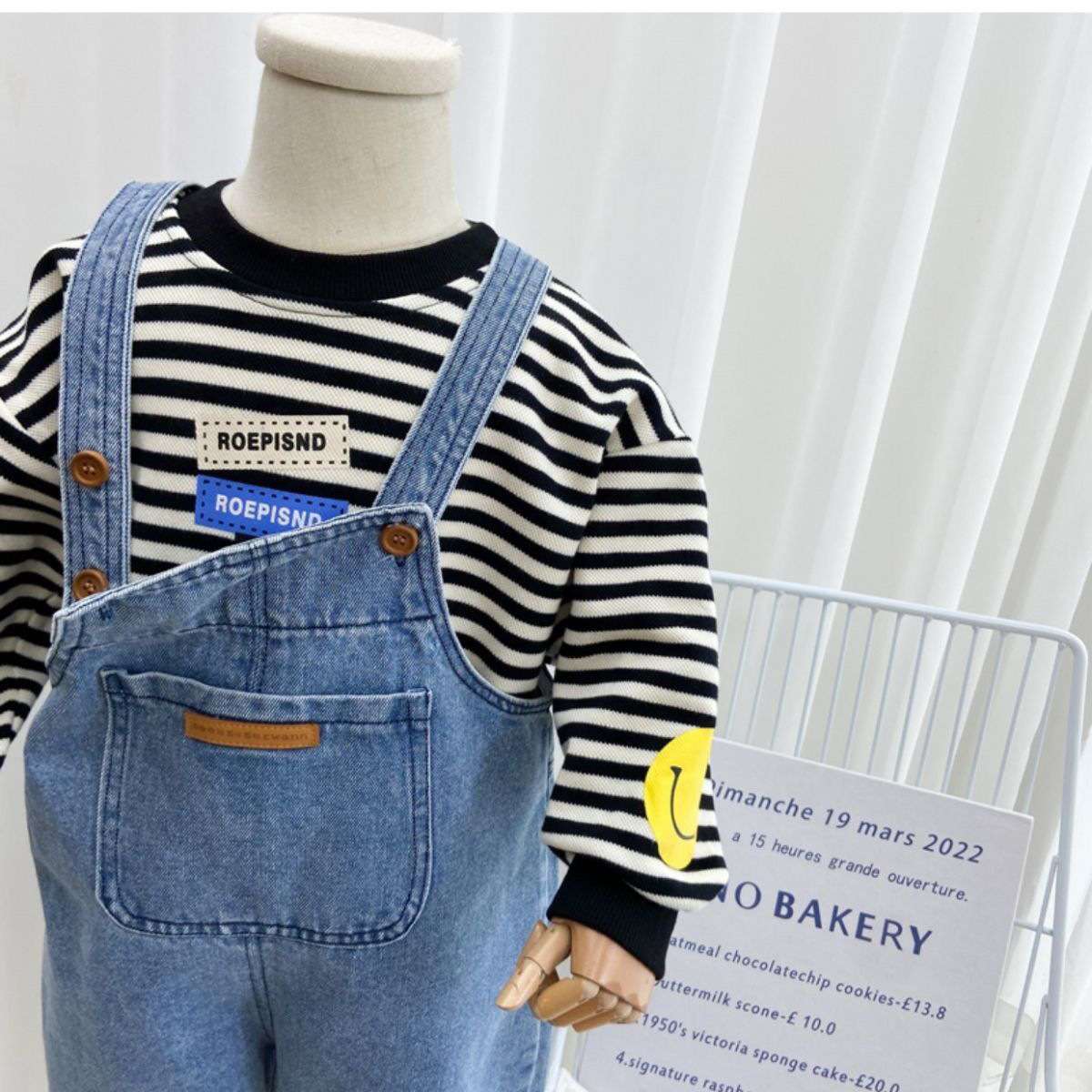 ベビー服  ゆったりオーバーオール風デニムパンツ