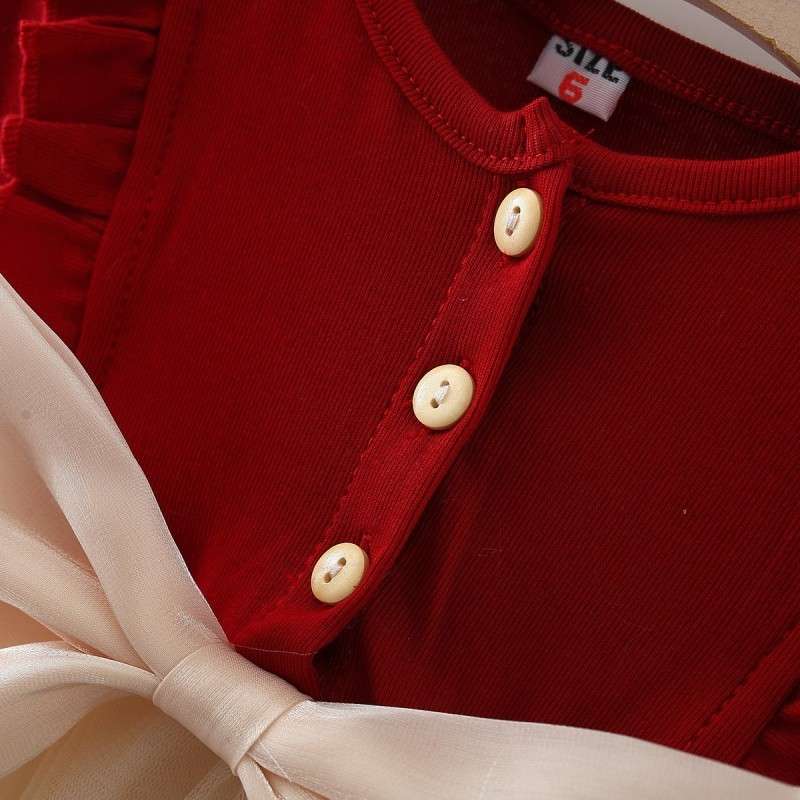 ベビー服  いちご柄チュールスカートのベビードレス