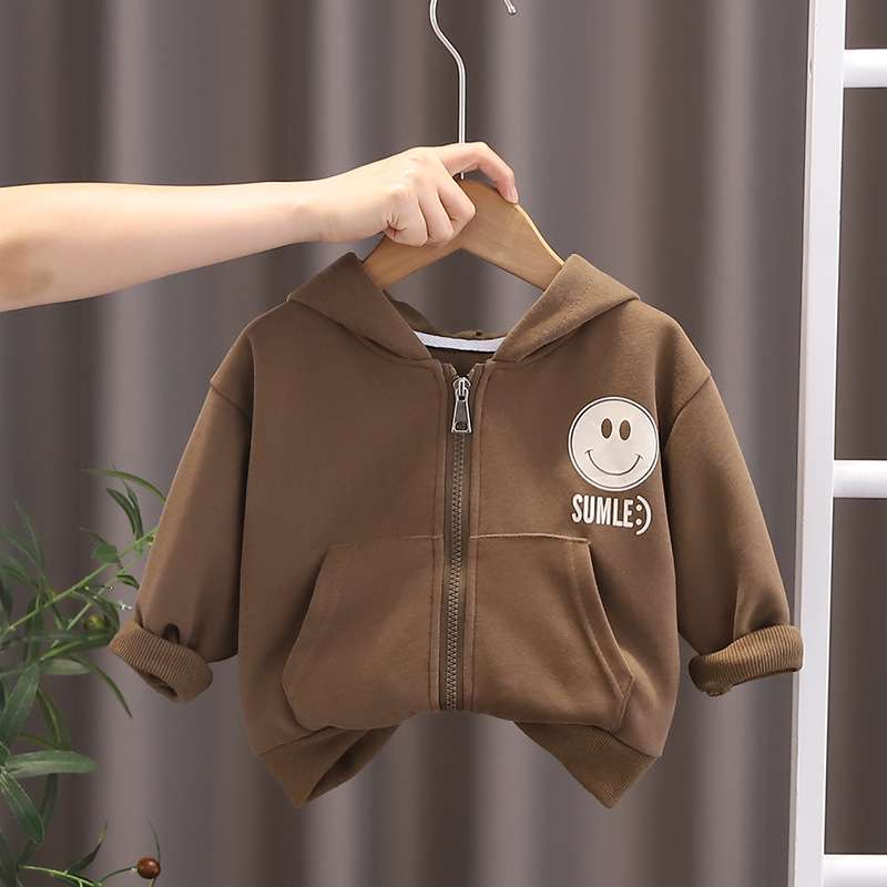 ベビー服  スマイル柄ジップアップパーカー