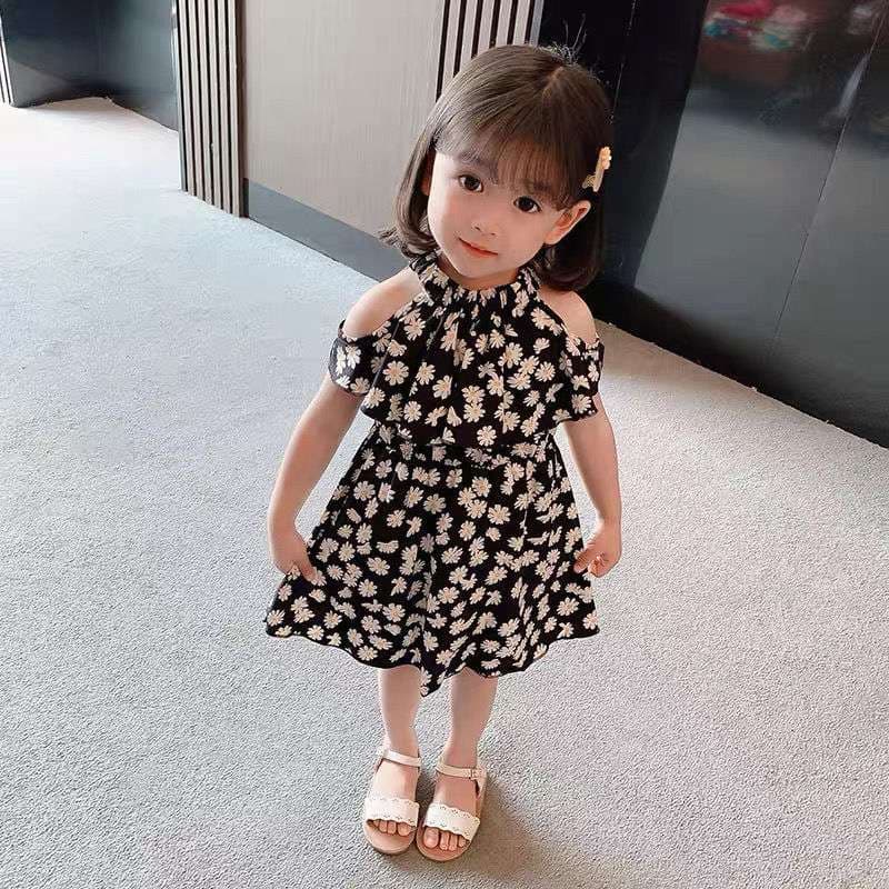 ベビー服  花柄オフショルダーワンピース