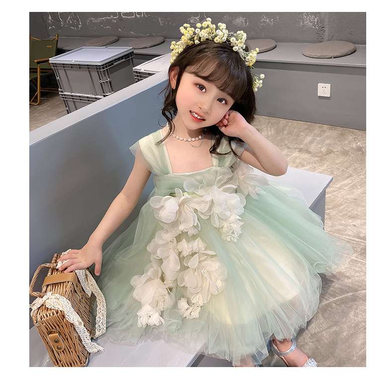 ベビー服  花飾りチュールベビードレス