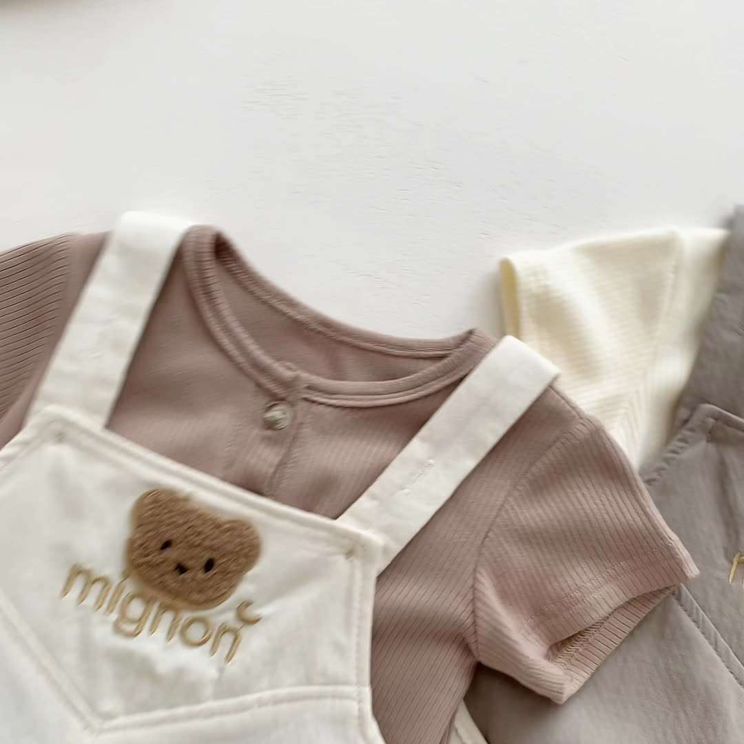 ベビー服  くまさん刺繍入りベビーロンパース