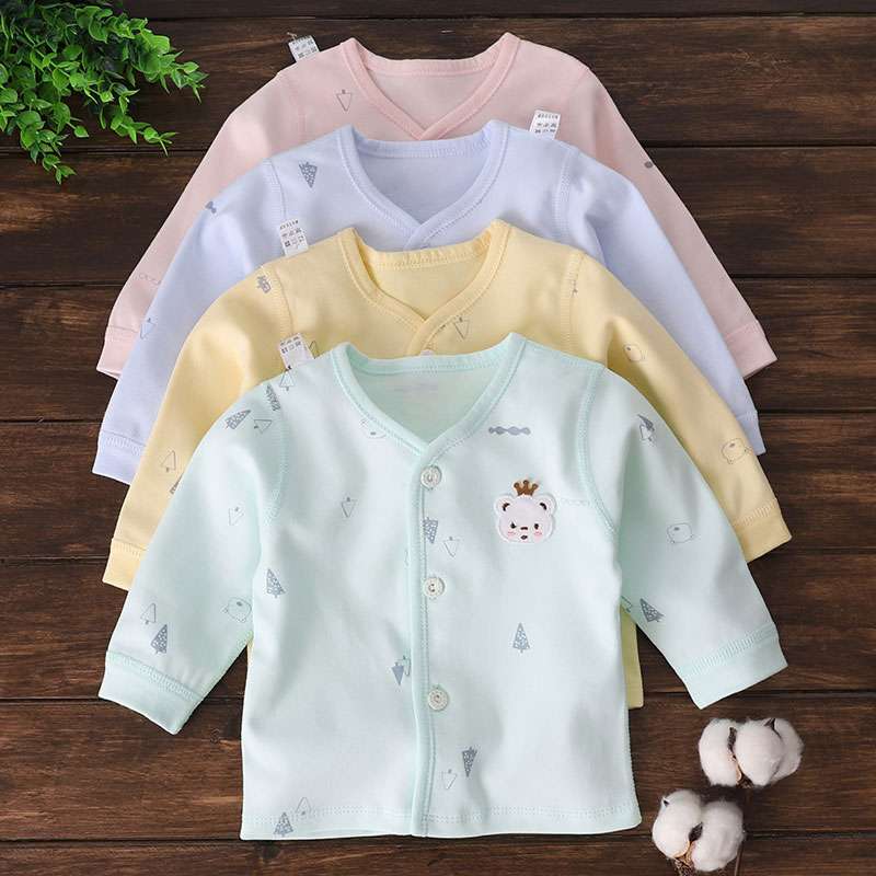 ベビー服  赤ちゃん用やわらか長袖前開き肌着